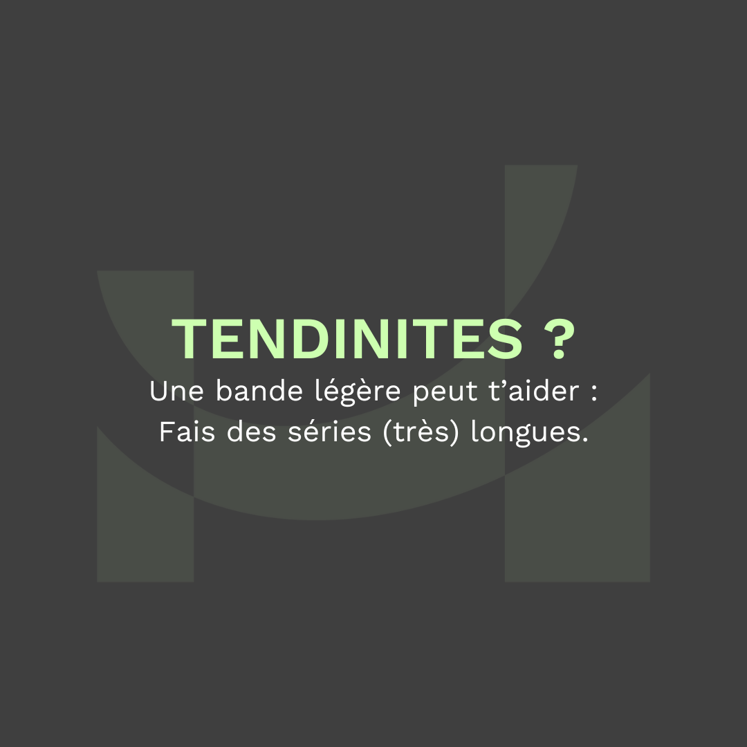 Aide à la guérison des tendinites : séries longues avec bande élastique légère